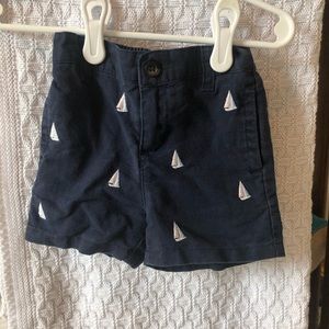 Janie and Jack Linen blend sailboat shorts 12-18
